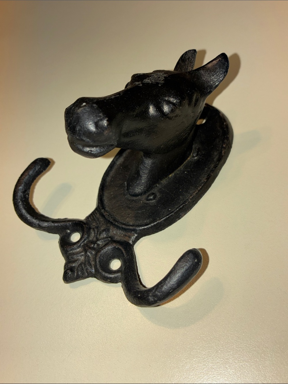 Cast Iron Horse Wall Hook Black Vintage
